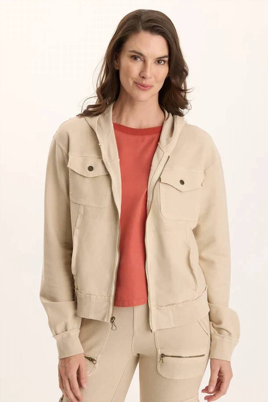 NEW XCVI balfore twill knit hooded bomber jacket in park avenue